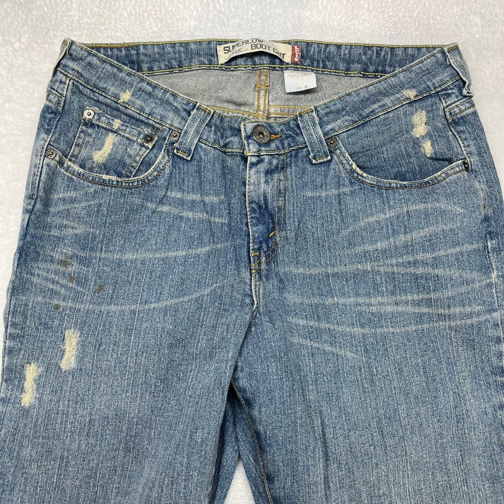 Levi's 518 Super Low Bootcut Jeans Women 16 Blue Denim Pockets Classic - 34X30.5 - Picture 8 of 15